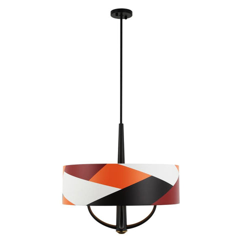 Varaluz Patchwork 4 Light Pendant Blac Satin Bras Patchwork in Black/Satin Brass/Patchwork Finish Model: 501P04BLSB