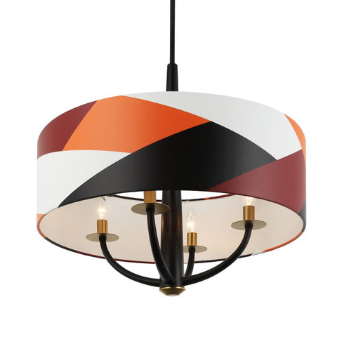 Varaluz Patchwork 4 Light Pendant Blac Satin Bras Patchwork in Black/Satin Brass/Patchwork Finish Model: 501P04BLSB