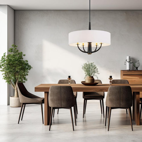 Varaluz Patchwork 5 Light Pendant Blac Satin Brass in Black/Satin Brass Finish Model: 503P05BLSB