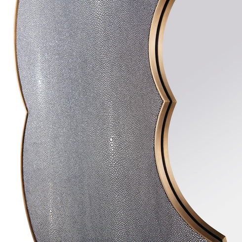Varaluz Scallop 54 in Wall Mirror Gray Shagree Weathered Brass in Gray Shagreen/Weathered Brass Finish Model: 453MI54A