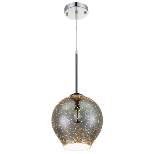Varaluz Spacey 9 In Glass Mini Pendant in Polished Chrome Finish Model: 610210