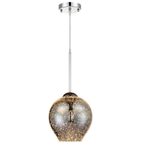 Varaluz Spacey 9 In Glass Mini Pendant in Polished Chrome Finish Model: 610210