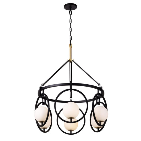 Varaluz Stopwatch 6 Light Pendant Matte Blac Model: 388P06MBFG