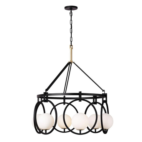 Varaluz Stopwatch 6 Light Pendant Matte Blac Model: 388P06MBFG