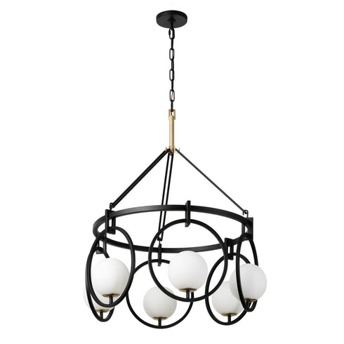 Varaluz Stopwatch 6 Light Pendant Matte Blac Model: 388P06MBFG
