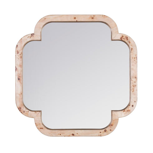 Varaluz Swiss 36x36 Wall Mirror Poplar Bur Weathered Brass in Poplar Burl/Weathered Brass Finish Model: 455MI36B