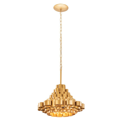 Varaluz Totally Tubular 4 Light Pendant Antique Gol Model: 369P04AGCB