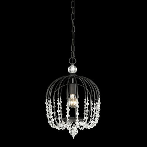Varaluz Voliere 1 Light Crystal Pendant Matte Black Model: 343P01MB