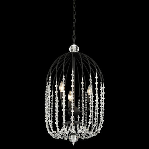 Varaluz Voliere 3 Light Crystal Tall Pendant Matte Model: 343F03MB