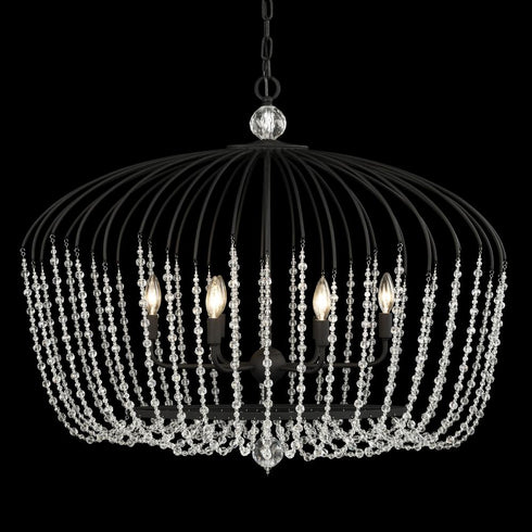 Varaluz Voliere 6 Light Crystal Oval Pendant Matte Model: 343N06MB
