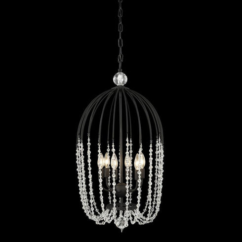 Varaluz Voliere 6 Light Crystal Pendant Matte Black Model: 343F06MB