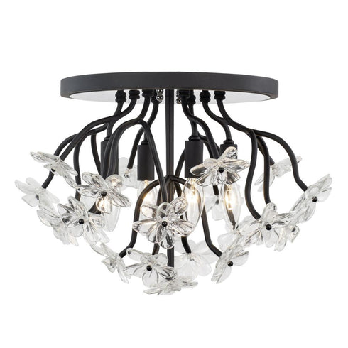 Varaluz Wildflower 4 Light Semi Flush Matte Black Model: 378S04MB
