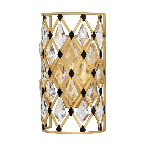 Varaluz Winsor Windsor 1 Light Crystal Sconce French Gol Model: 345W01FGMB