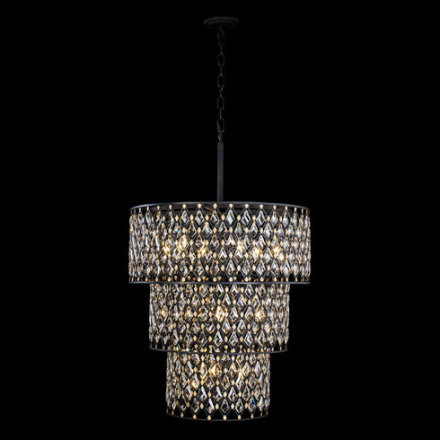 Varaluz Winsor Windsor 13 Light 3 Tier Crystal Chandelier Model: 345C13CBHG