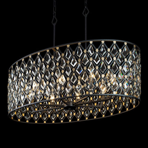 Varaluz Winsor Windsor 8 Light Crystal Oval Linear Pendant Model: 345N08CBHG