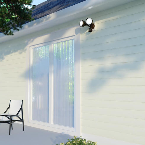 Vaxcel 11.75 in. 2 Light Outdoor Motion Sensor Security Flood Light in Bronze 180 Deg. Model: T0695