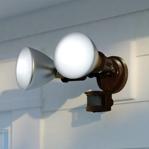 Vaxcel 6.75 in. 2 Light Outdoor Motion Sensor Security Flood Light in Bronze Model: T0693
