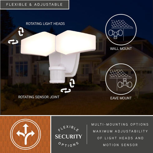 Vaxcel Almora 12 in. W 2 Light LED Outdoor Motion Sensor in White Model: T0784