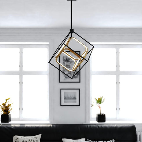Vaxcel Anson 23.5 in. W LED Pendant in Matte Black and Gold Model: P0413