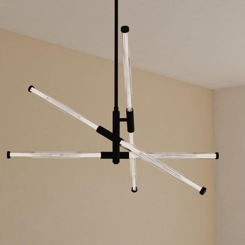 Vaxcel Avalon 27 in. W 6 Light LED Pendant in Matte Black Model: P0425