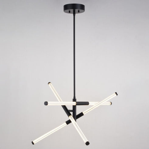 Vaxcel Avalon 27 in. W 6 Light LED Pendant in Matte Black Model: P0425