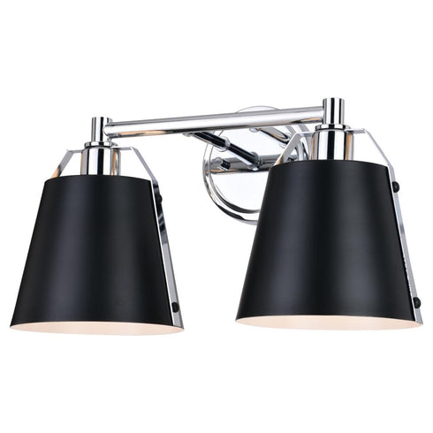 Vaxcel Barrington 16 in. 2 Light Vanity in Matte Black and Chrome Model: W0423