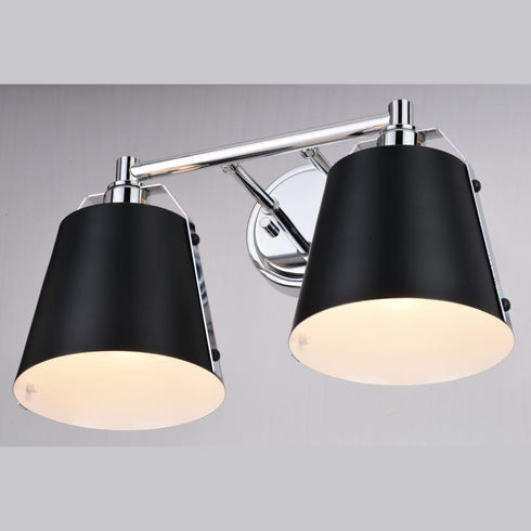 Vaxcel Barrington 16 in. 2 Light Vanity in Matte Black and Chrome Model: W0423