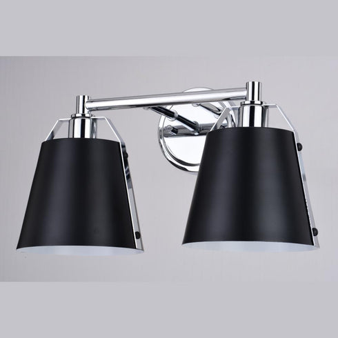 Vaxcel Barrington 16 in. 2 Light Vanity in Matte Black and Chrome Model: W0423