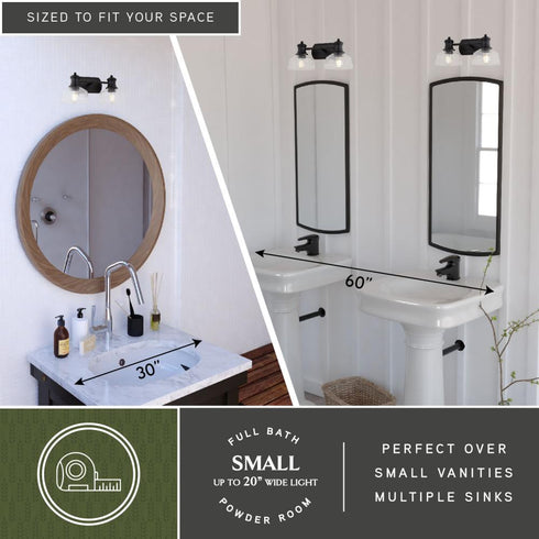 Vaxcel Beloit 17 in. W 2 Light Vanity Light Black in Matte Black Finish Model: W0503