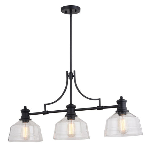 Vaxcel Beloit 36.5 in 3 Light Linear Chandelier in Matte Black Model: H0293