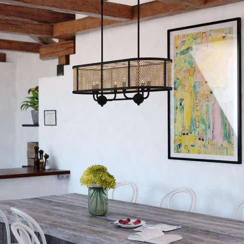 Vaxcel Berens 36 in. W 6 Light Linear Chandelier in Matte Black Model: H0308