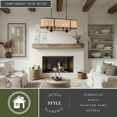 Vaxcel Berens 36 in. W 6 Light Linear Chandelier in Matte Black Model: H0308