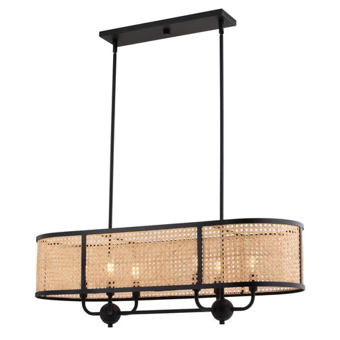 Vaxcel Berens 36 in. W 6 Light Linear Chandelier in Matte Black Model: H0308
