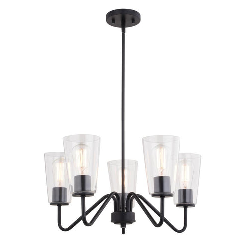 Vaxcel Beverly 23 in 5 Light Chandelier in Matte Black Model: H0284