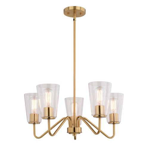 Vaxcel Beverly 23 in 5 Light Chandelier in Muted Brass Model: H0286