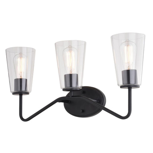 Vaxcel Beverly 3 Light Vanity in Matte Black Model: W0440