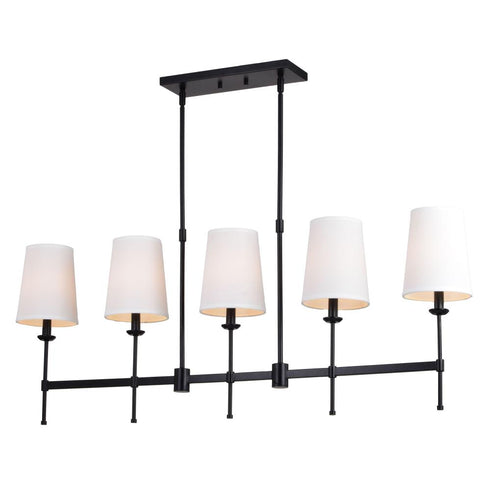 Vaxcel Camden 45.5 in 5 Light Linear Chandelier in Matte Black Model: H0289