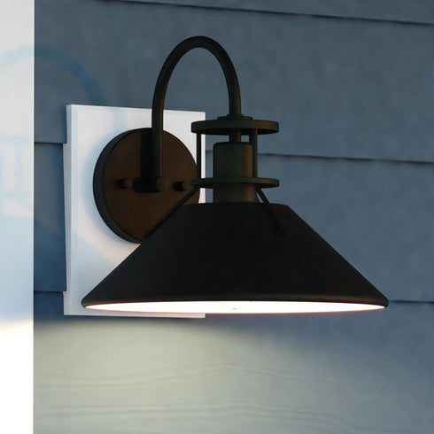Vaxcel Canton 12 in. Outdoor Wall Light Matte Black and Glossy White in Matte Black and White Finish Model: T0748