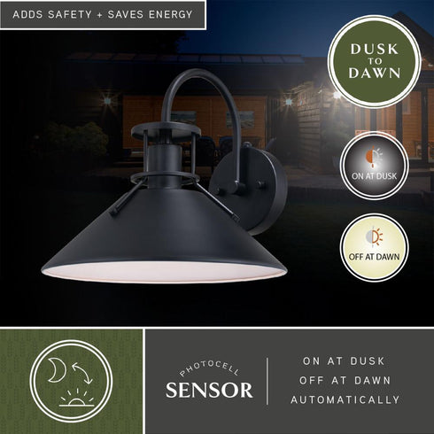 Vaxcel Canton 12 in. Outdoor Wall Light Matte Black and Glossy White in Matte Black and White Finish Model: T0748