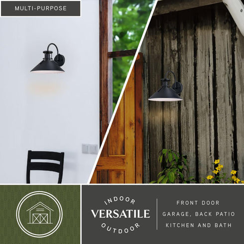 Vaxcel Canton 12 in. Outdoor Wall Light Matte Black and Glossy White in Matte Black and White Finish Model: T0748
