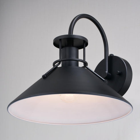 Vaxcel Canton 12 in. Outdoor Wall Light Matte Black and Glossy White in Matte Black and White Finish Model: T0748