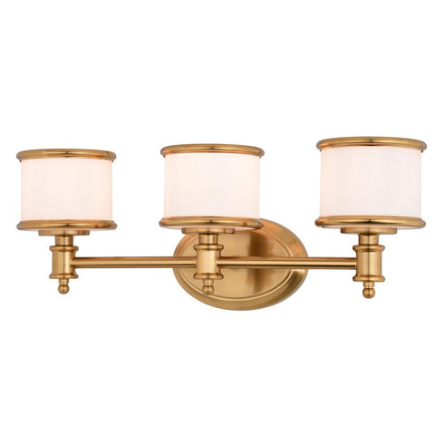 Vaxcel Carlisle 22 in. W 3 Light Vanity in Natural Brass Model: W0479