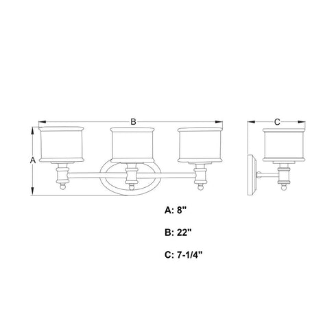 Vaxcel Carlisle 22 in. W 3 Light Vanity in Natural Brass Model: W0479