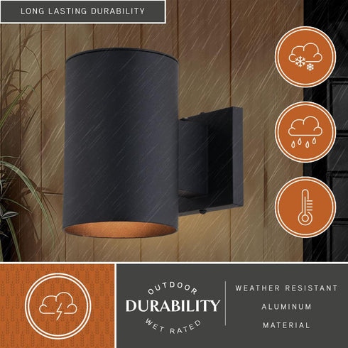 Vaxcel Chiasso 1 Light 7.25 in.H Dusk to Dawn Outdoor Wall Light in Textured Black Model: T0739