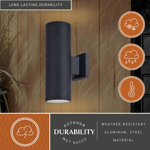 Vaxcel Chiasso LED 2 Light 13 in. H Outdoor Wall Light in Textured Black Model: T0747