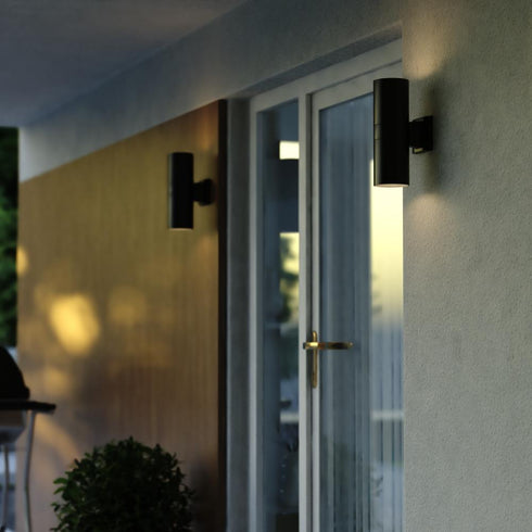 Vaxcel Chiasso LED 2 Light 13 in. H Outdoor Wall Light in Textured Black Model: T0747