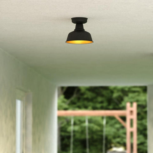 Vaxcel Cody 10.25 in. W Outdoor Semi Flush Mount in Oil Rubbed Bronze and Light Gold Model: T0770