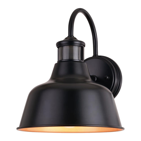 Vaxcel Cody 9.25 in Dualux Outdoor Motion Sensor Wall Light in Dark Bronze and Light Gold Model: T0647