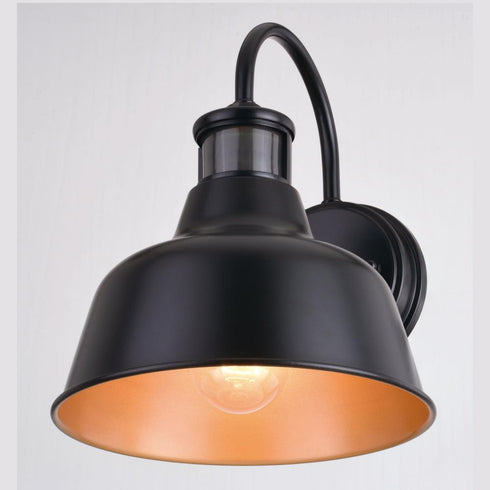 Vaxcel Cody 9.25 in Dualux Outdoor Motion Sensor Wall Light in Dark Bronze and Light Gold Model: T0647