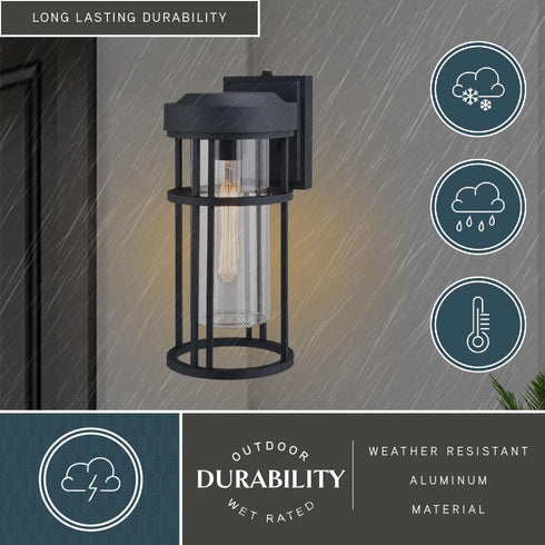 Vaxcel Crestline 6.5 in Outdoor Wall Light in Textured Black Model: T0742